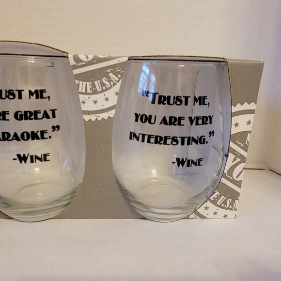 "Trust Me, ..." Wine Collection Set Of 4 Stemless Wine Glasses - NIB - Picture 5 of 8
